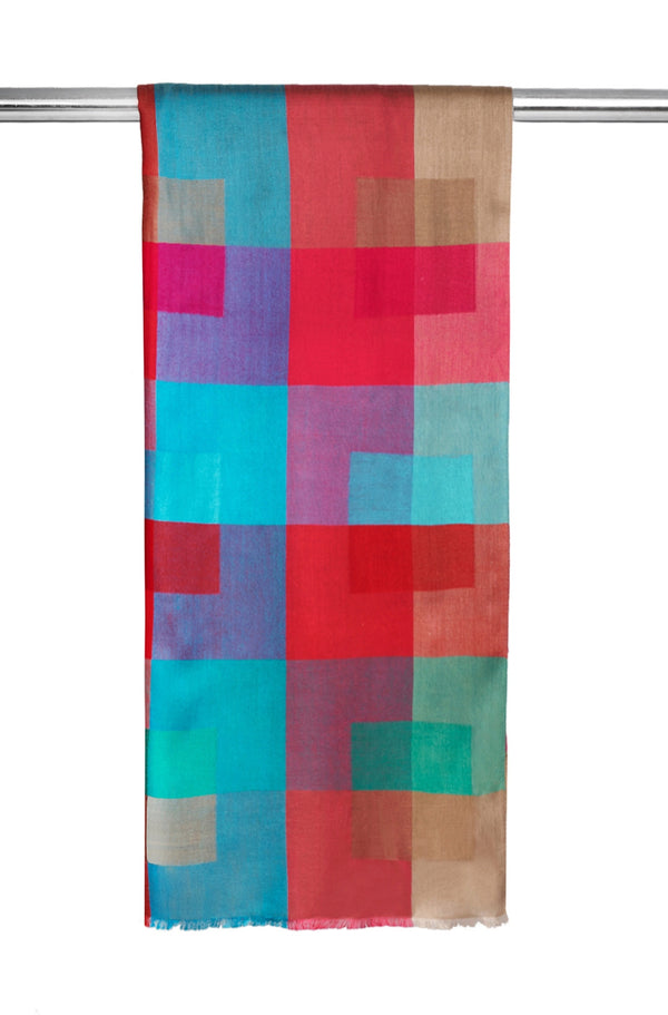 Bamboo Silk Mens Stole with Modern Checkered Pattern | Lightweight & Elegant | 80×28 Inches