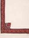 Woolen Women Shawl in Ivory with Multicolour Kashmiri-Inspired Embroidered Border (80 x 40 Inches)