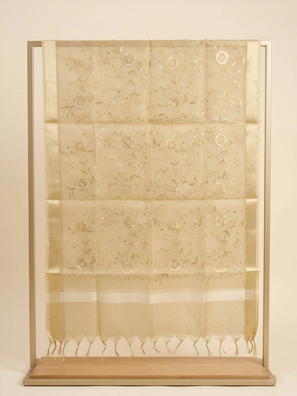 Gold Organza Meena Jaal Dupatta | Elegant Sheer Festive Drape