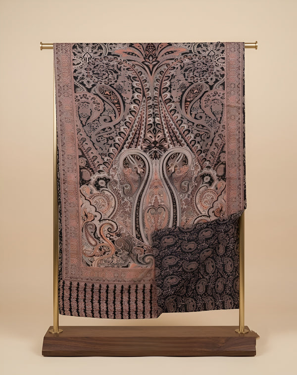 Everyday Bamboo Silk Heritage Printed Reversible Brown Stole