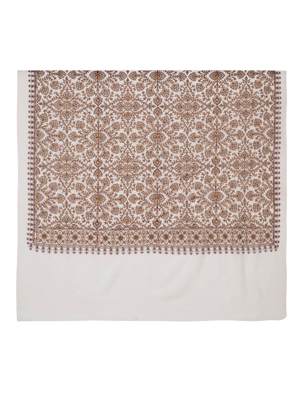 Woolen Mens Shawl with Intricate Traditional Motif & Ornate Woven Border | 80 x 40 Inches