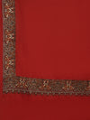 Red Woolen Women Shawl with Traditional Multicolour Embroidered Border (80 x 40 Inches)