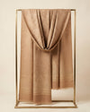 Timeless Mens Wool Blend All-Over Zari Jacquard Floral Trellis Brown Stole