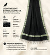 Cotton Mens Dupatta – Black with Golden Border & Tassel Finish