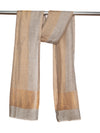 Reversible Wool Grey Women Stole with Moonlight Zari Border | Elegant Winter Wrap | 80 × 28 Inches