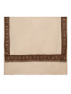 Woolen Mens Shawl in Light Brown with Heritage-Inspired Embroidered Border (80 x 40 Inches)