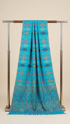 Reserve Mens Wool Blend Multicolor Geometric Diamond Jacquard TealStole with Mughal Floral Border