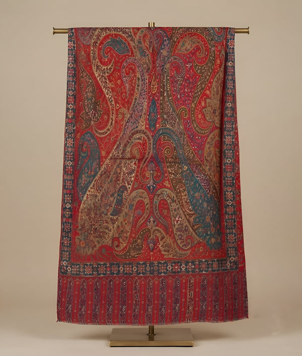 Reserve Mens All-Over Paisley & Floral Print Bamboo Silk Red Stole
