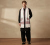 Mir-e-Khas Men's Kashmir-Inspired Kingri Jacquard Woven White Shawl with Floral Border