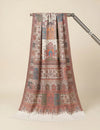 Noble Kani Weave Mughal Architecture & Floral Garden Wool Blend White Stole