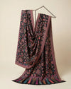 Regal Kani Weave All-Over Floral Jaal Wool Blend Black Stole | Kashmiri Inspired