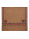 Woolen Mens Shawl in Brown with Multicolour Kashmiri-Inspired Embroidered Border (80 x 40 Inches)