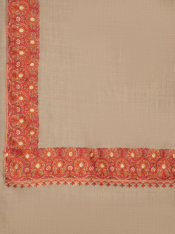 Brown Woolen Mens Shawl with Traditional Embroidered Border (80 x 40 Inches)