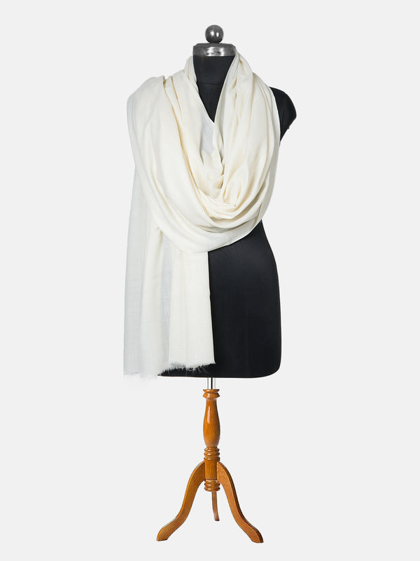 Solid Ivory Fine Wool Women Shawl – Soft Winter Wrap (80 x 40 Inches)