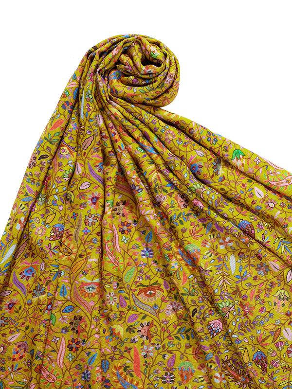 Bamboo Silk Mustard Kashmiri Mens Stole with Classic Paisley Weave | Elegant Ethnic Accessory | 80×28 Inches