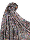 Printed Bamboo Silk Mens Shawl – Grey Floral Classic Wrap (80 x 40 Inches)
