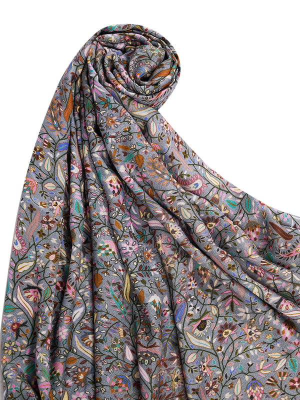 Bamboo Silk Grey Kashmiri Mens Stole with Classic Paisley Weave | Elegant Ethnic Accessory | 80×28 Inches