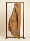 Reserve Mens All-Over Kalamkari Floral Print Bamboo Silk Mustard Stole