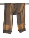 Reversible Wool Brown Women Stole with Moonlight Zari Border | Elegant Winter Wrap | 80 × 28 Inches