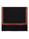 Black Woolen Mens Shawl with Traditional Multicolour Embroidered Border (80 x 40 Inches)