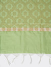 Green Banarasi Silk Dupatta with Elegant Woven Floral Jaal (Size: 2.5x1 m Approx)