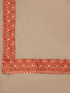 Brown Woolen Women Shawl with Traditional Embroidered Border (80 x 40 Inches)