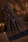Naqsh-e-Kashmir Inspired Jamawar Floral Paisley Vine Wool Blend Blue Shawl