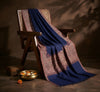 Naqsh-e-Kashmir Woven Kani Jacquard Border Blue Shawl | Wool Blend