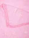 Soft Pink Ombre Dupatta with Cotton Thread Floral Embroidery & Lace Border (Size: 2.5x1 m Approx)