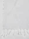 Elegant White Cotton Dupatta with Subtle Woven Stripes & Tassel Detailing (Size: 2.5x1 m Approx)