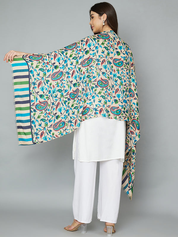 Bamboo Silk Heritage Printed Women Stole | Elegant Artisanal Statement Wrap (80 × 28 Inches)