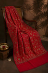 Naqsh-e-Kashmir Inspired Jamawar Floral Paisley Vine Wool Blend Red Shawl