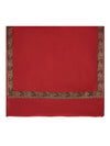 Woolen Women Shawl in Deep Maroon with Embroidered Traditional Border (80 x 40 Inches)