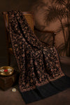 Naqsh-e-Kashmir Inspired Jamawar Floral Paisley Vine Wool Blend Black Shawl