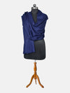 Solid Blue Fine Wool Mens Shawl – Soft Winter Wrap (80 x 40 Inches)