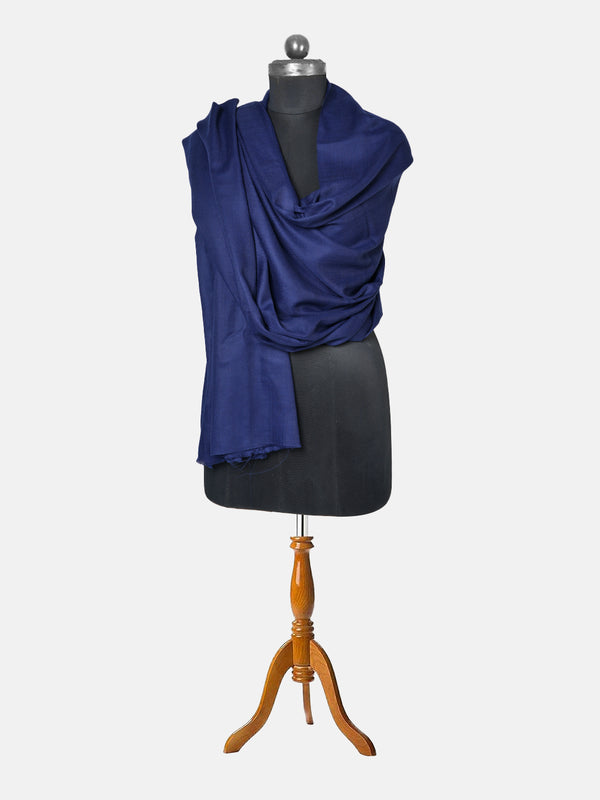 Solid Blue Fine Wool Mens Shawl – Soft Winter Wrap (80 x 40 Inches)