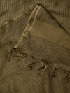 Elegant Bottle Green Cotton Dupatta with Subtle Woven Stripes & Tassel Detailing (Size: 2.5x1 m Approx)