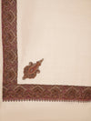 Elegant Beige Woolen Women Shawl with Embroidered Border – Ethnic Wrap (80 x 40 Inches)