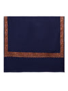 Classic Woolen Mens Shawl with Embroidered Border in Rich Blue (80 x 40 Inches)