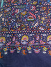 Printed Bamboo Silk Women Shawl – Blue Floral Statement Wrap (80 x 40 Inches)