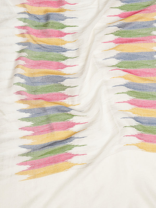 Woolen Mens Stole with Ikat-Inspired Woven Design | Refined Ethnic Wrap (80 × 28 Inches)