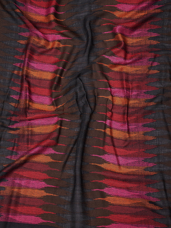 Woolen Mens Stole with Ikat-Inspired Woven Design | Refined Ethnic Wrap (80 × 28 Inches)