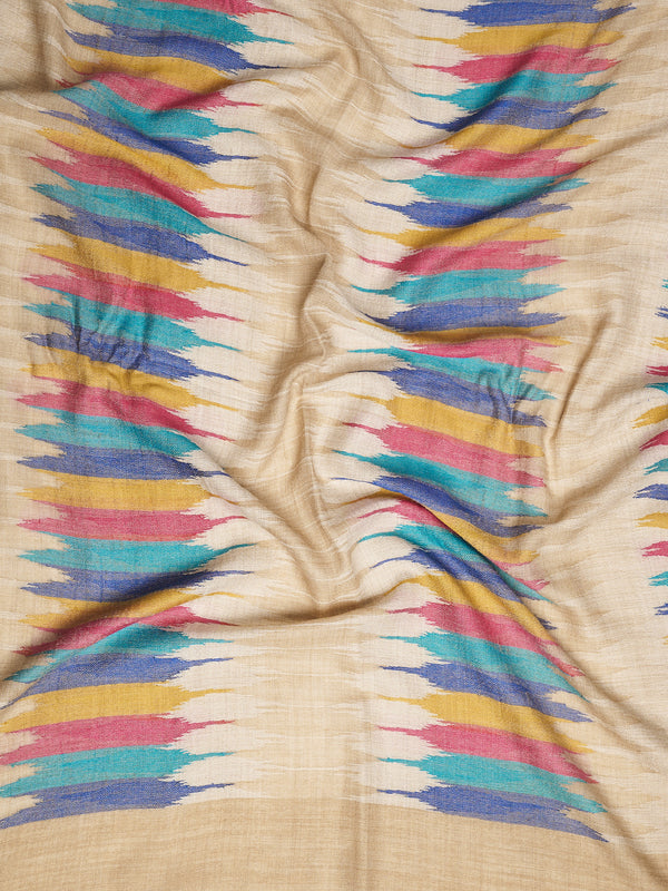 Woolen Mens Stole with Ikat-Inspired Woven Design | Refined Ethnic Wrap (80 × 28 Inches)