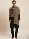 Bamboo Silk Bottle Green Kashmiri Mens Stole with Classic Paisley Weave | Elegant Ethnic Accessory | 80×28 Inches