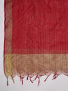 Maroon Chanderi Silk Dupatta with Gold Border & Tassels (Size: 2.5x1 m Approx)