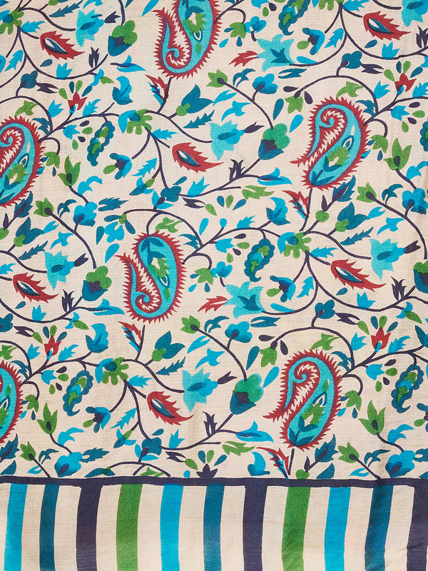 Bamboo Silk Heritage Printed Mens Stole | Refined Traditional Statement Wrap (80 × 28 Inches)