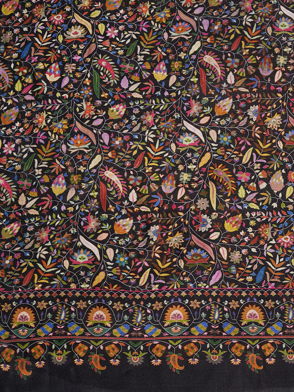 Printed Bamboo Silk Mens Shawl – Black Floral Classic Wrap (80 x 40 Inches)