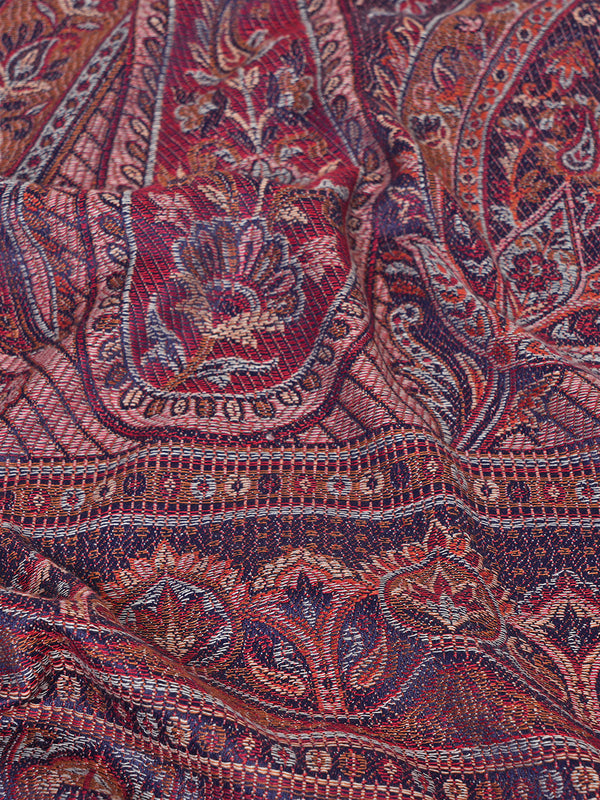 Blue Jamawar Wool Blend Women Shawl with Intricate Paisley Weave – 80×40 Inches