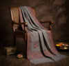 Mir-e-Khas Men's Kashmir-Inspired Kingri Jacquard Woven Grey Shawl with Floral Border