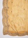 Gold Chinon Dupatta with Scalloped Embroidered Border & Sequin Motifs (Size: 2.5x1 m Approx)